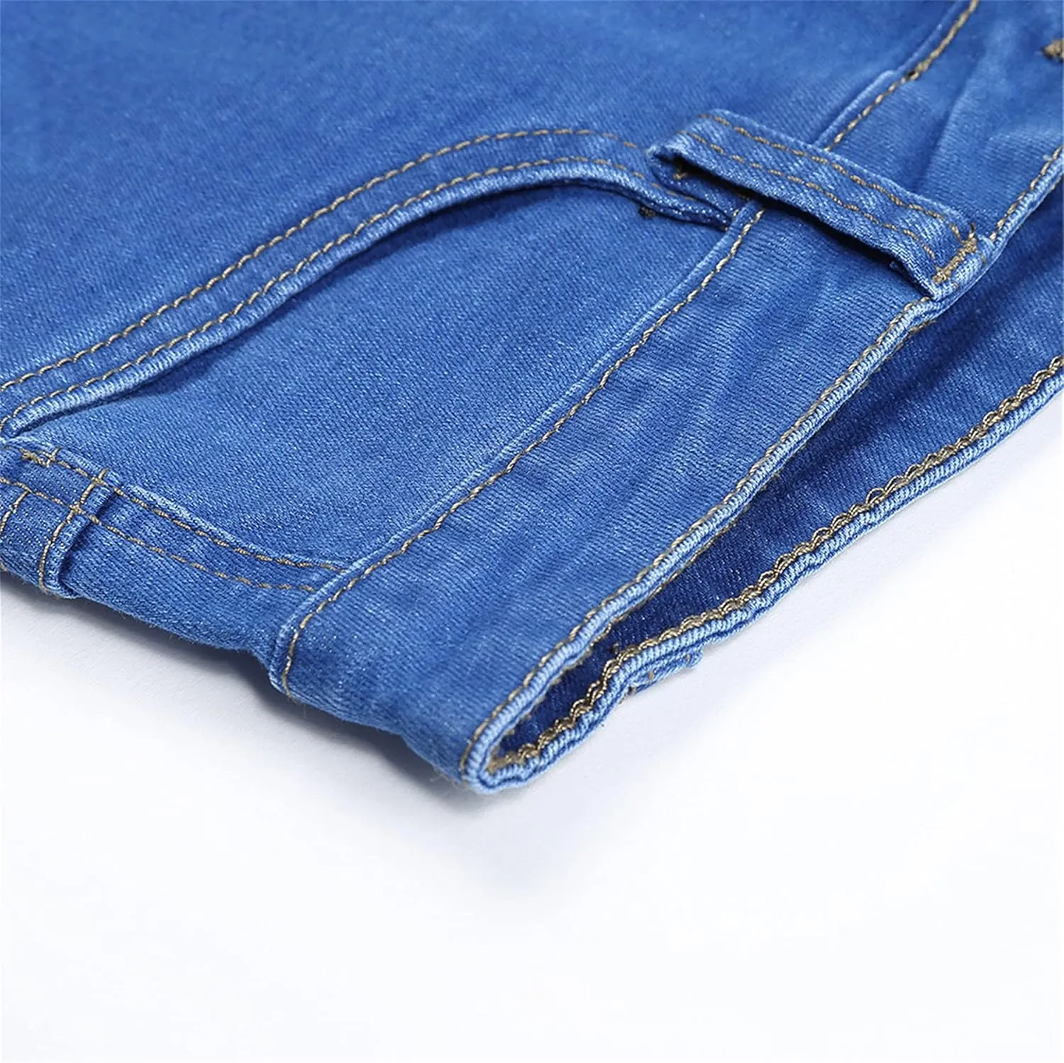 Andongnywell Women's High Waist Button Wide Waist Jeans High Waisted Jeans Women Skinny Denim Slim Pants