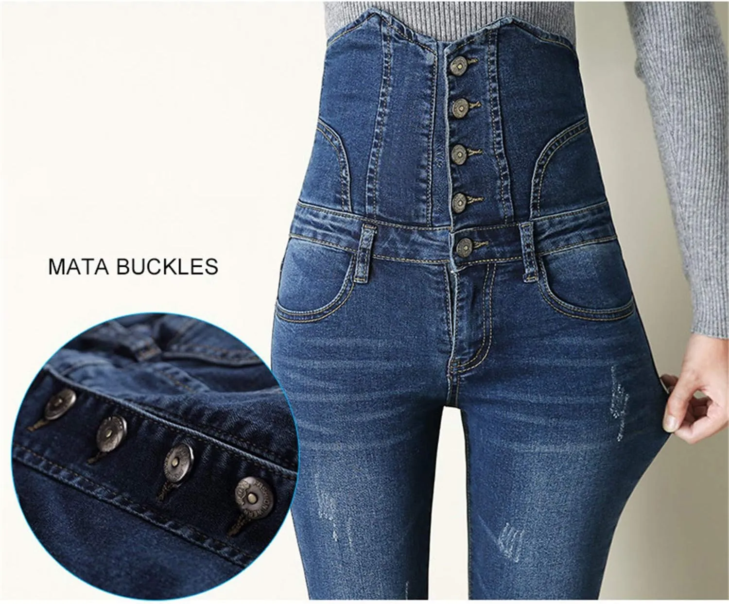 Andongnywell Women's High Waisted Jeans for Women Ankle Skinny Jeans Butt Lift Ultra Shaping Comfy Sexy with Pockets