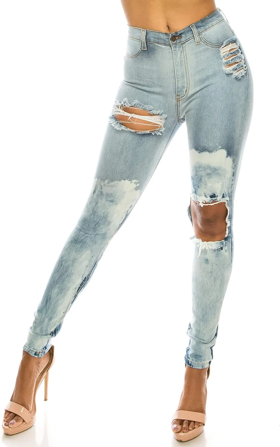 Aphrodite Washed Skinny Jeans for Women - High Waisted Printed Painted Embellished Stretch Skinny Fit Slim Denim Pants