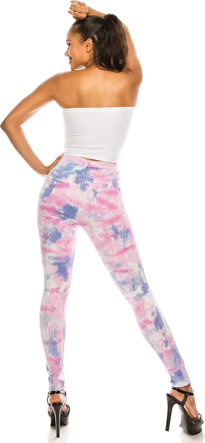 Aphrodite Washed Skinny Jeans for Women - High Waisted Printed Painted Embellished Stretch Skinny Fit Slim Denim Pants