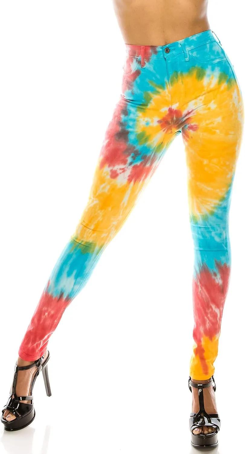 Aphrodite Washed Skinny Jeans for Women - High Waisted Printed Painted Embellished Stretch Skinny Fit Slim Denim Pants