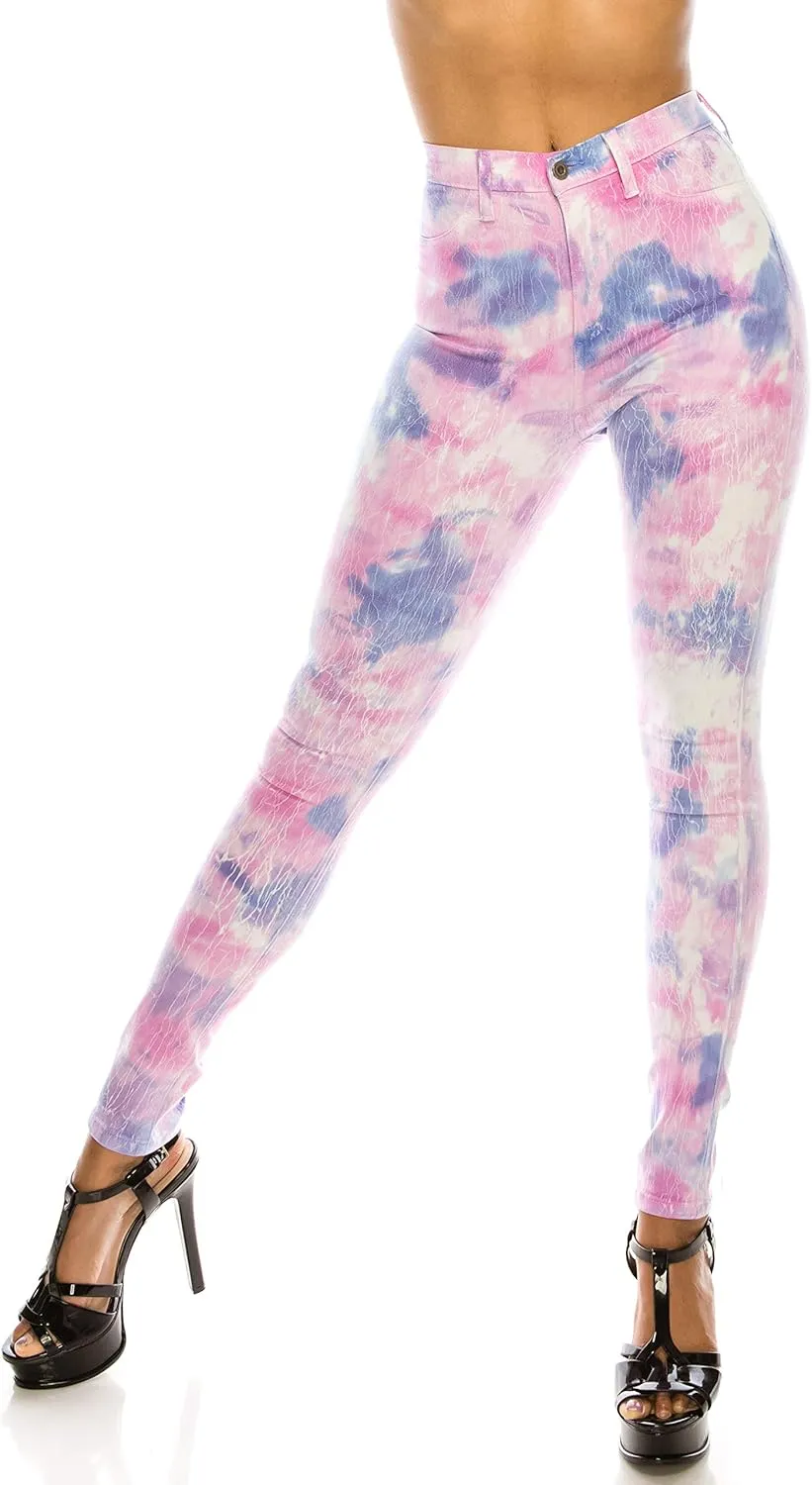 Aphrodite Washed Skinny Jeans for Women - High Waisted Printed Painted Embellished Stretch Skinny Fit Slim Denim Pants