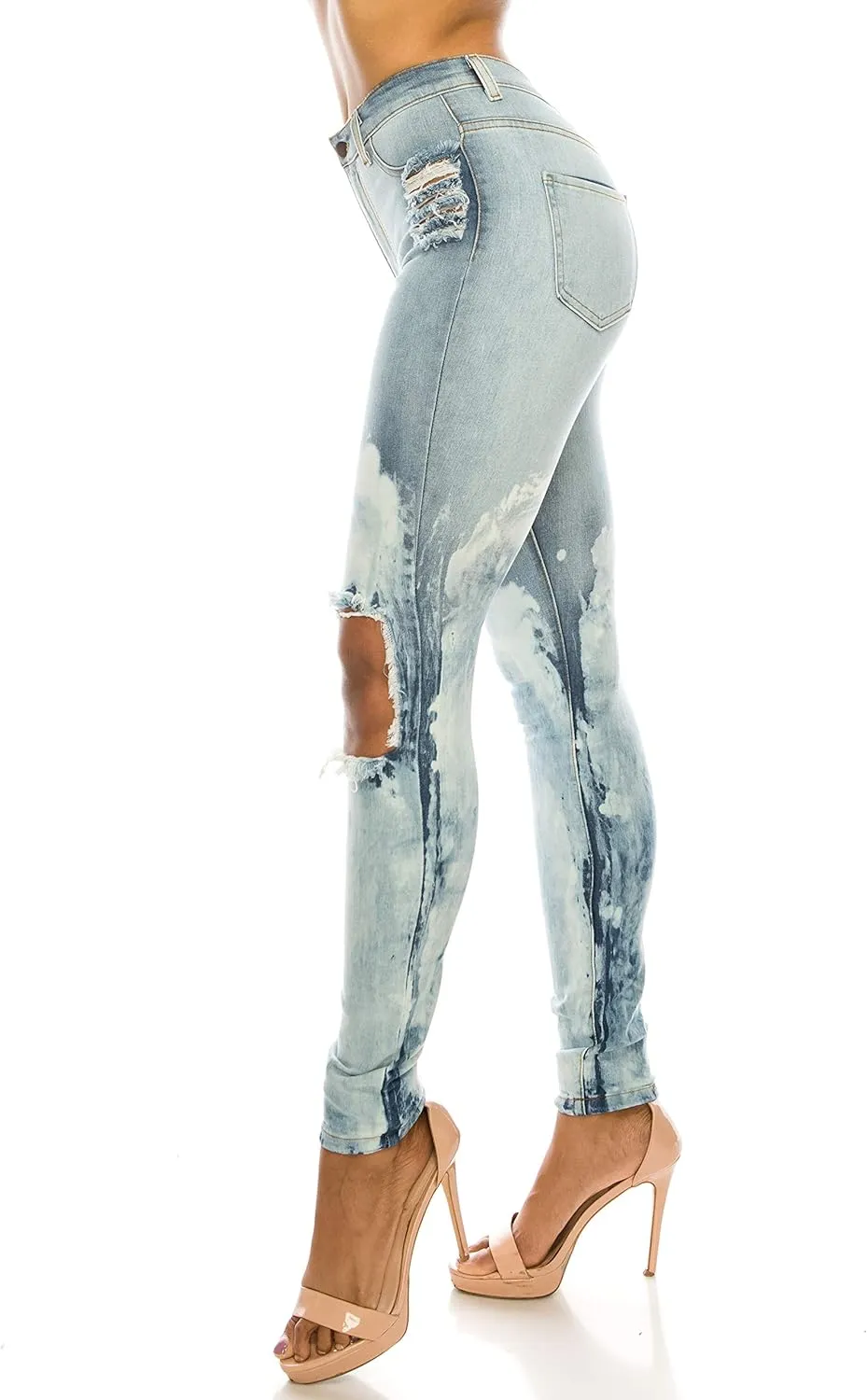 Aphrodite Washed Skinny Jeans for Women - High Waisted Printed Painted Embellished Stretch Skinny Fit Slim Denim Pants