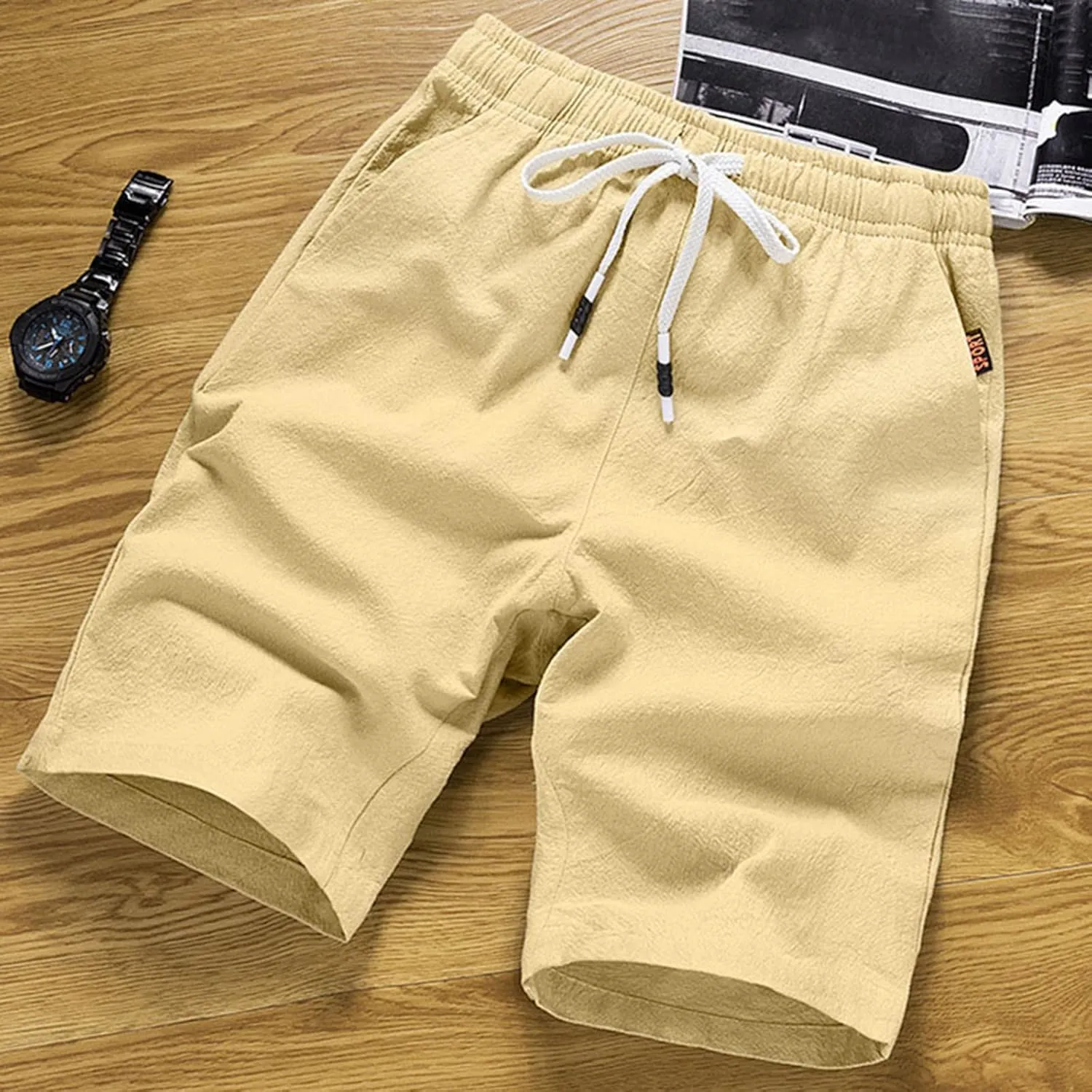 Athletic Shorts for Men Sports Shorts Beach Shorts Casual Cotton Linen Shorts 5 Inch Inseam Shorts Men Mens Stretch