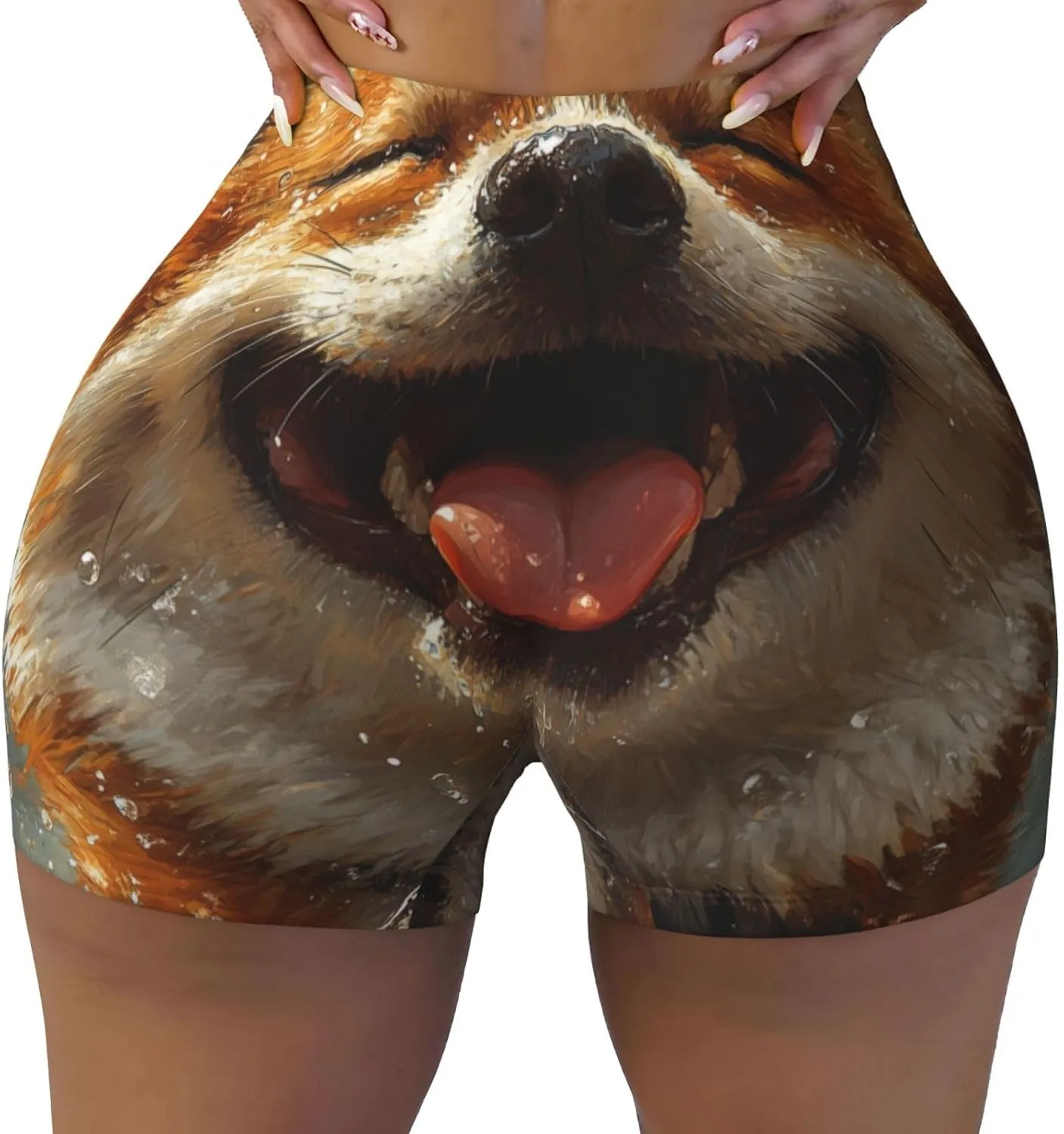 Augenstern Women's Athletic Stretch Shorts Shiba-Inu-Joy Running Shorts for Women