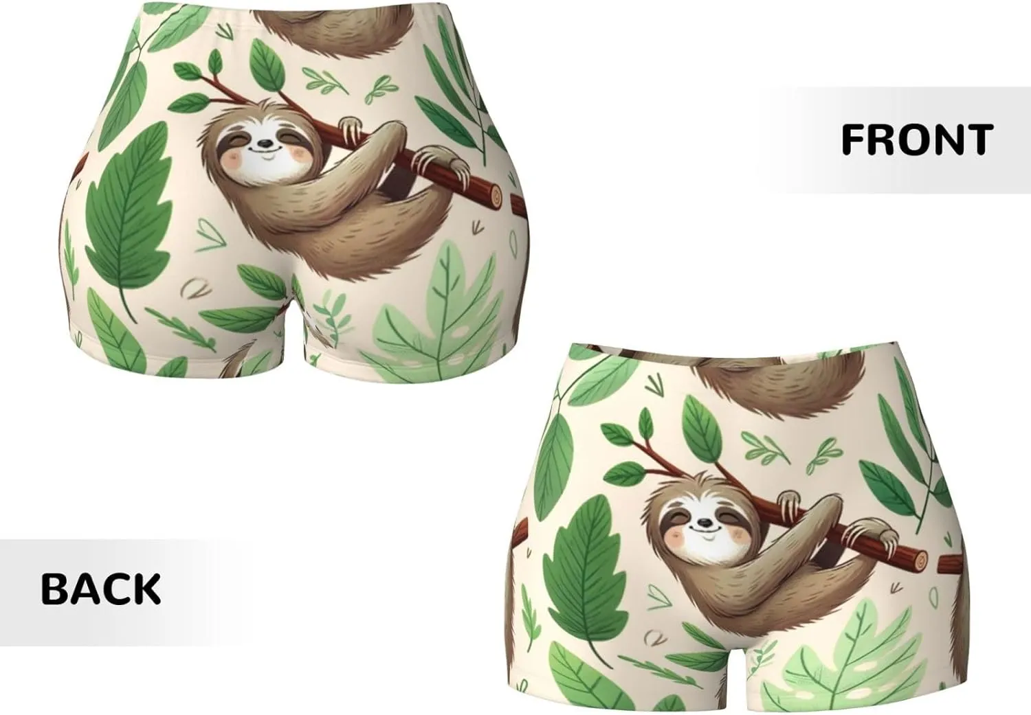 Augenstern Women's Athletic Stretch Shorts Sloth-Tree-Party Running Shorts for Women