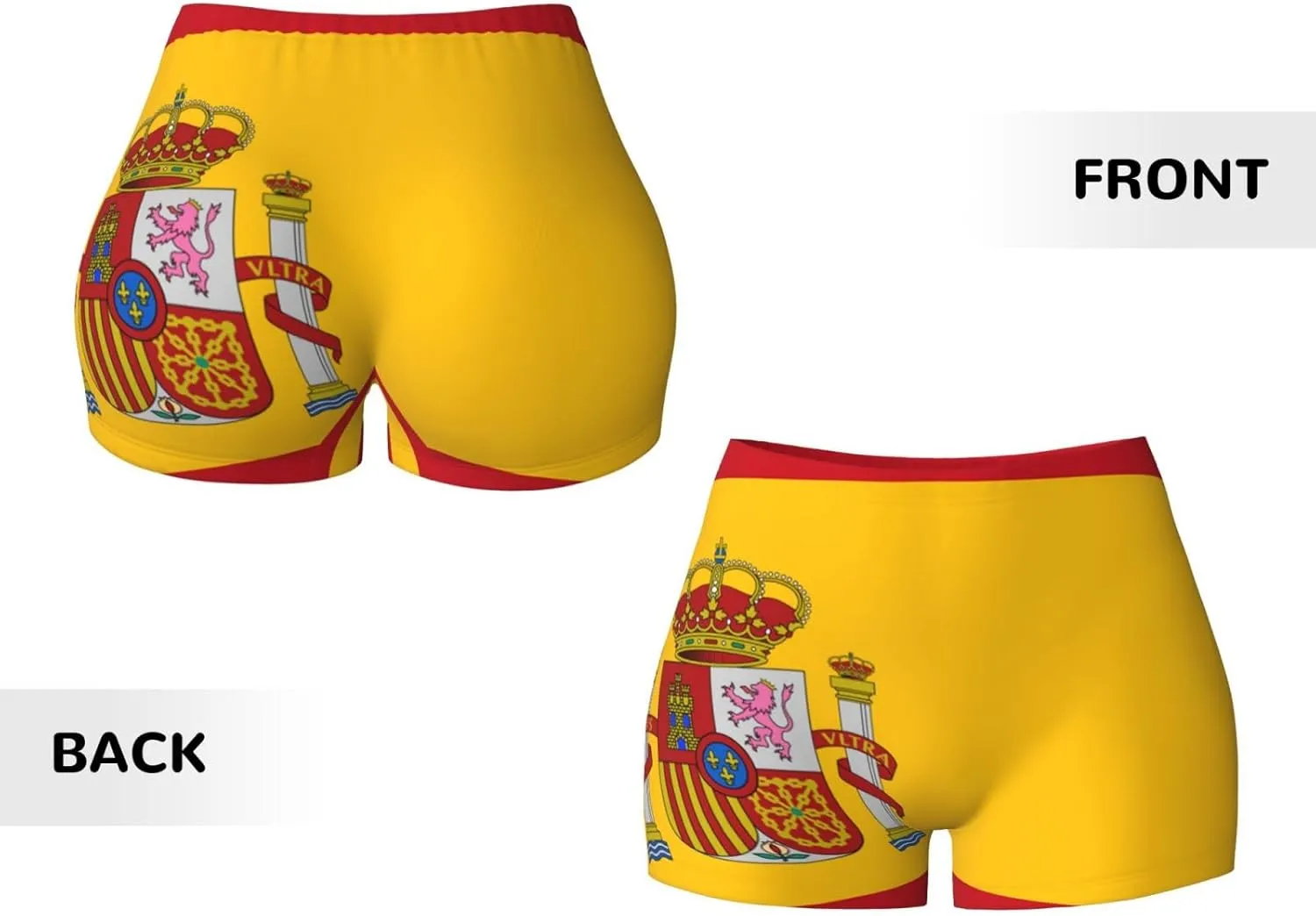 Augenstern Women's Athletic Stretch Shorts Spain-Flag Running Shorts for Women
