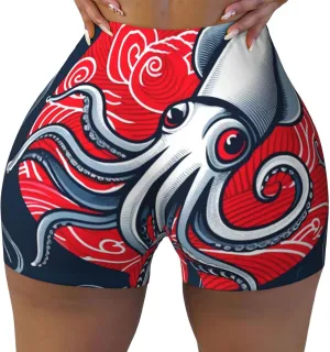 Augenstern Women's Athletic Stretch Shorts Squid-Blessing-Japan Running Shorts for Women