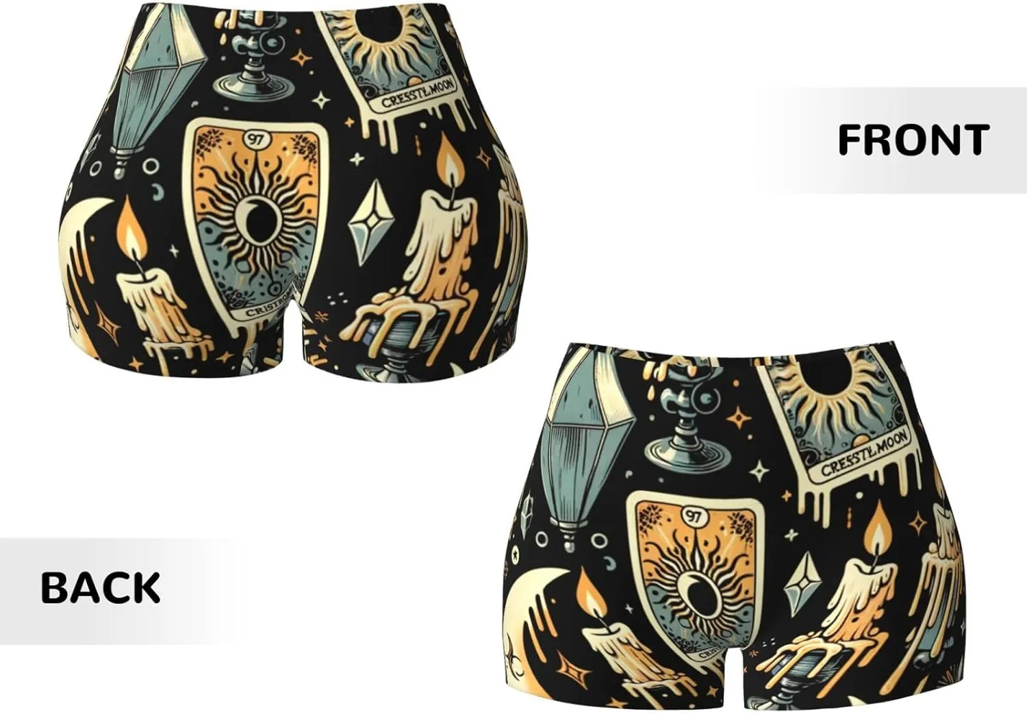 Augenstern Women's Athletic Stretch Shorts Tarot-Cards-Halloween Running Shorts for Women