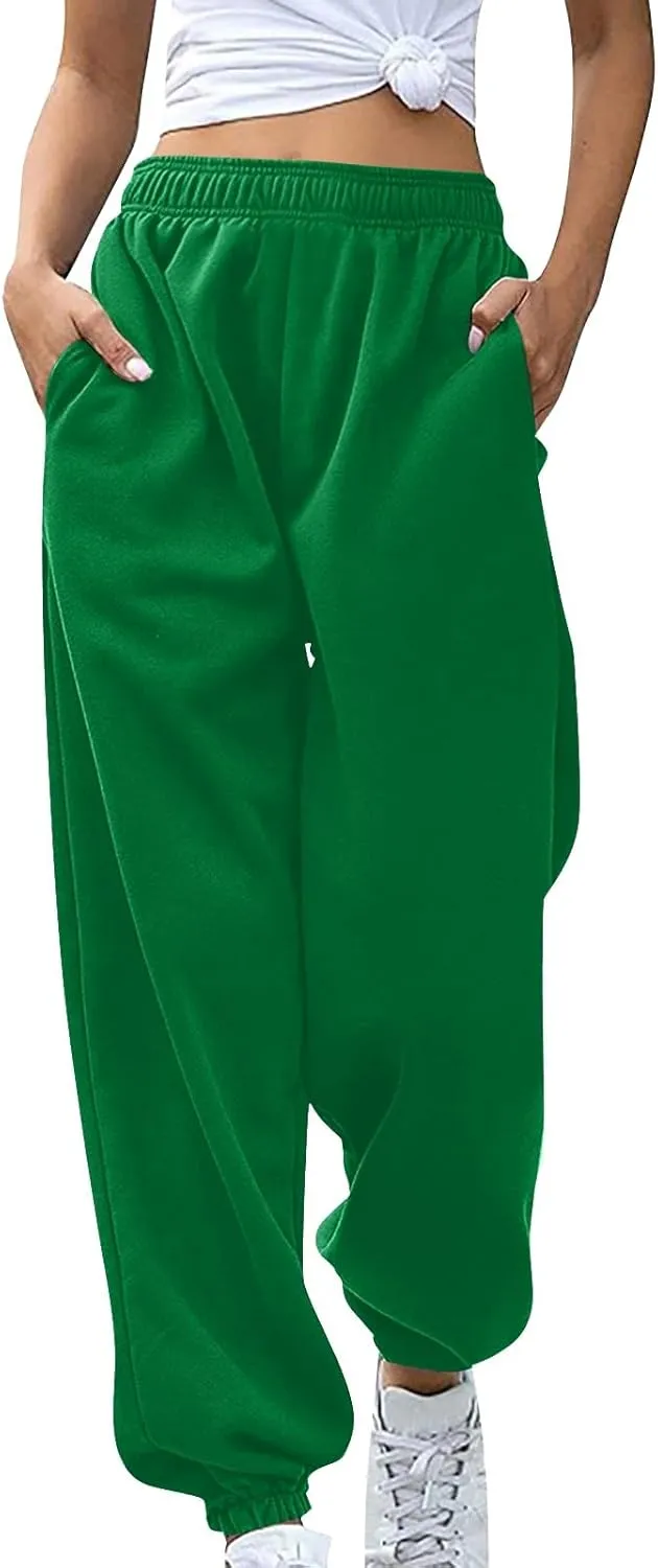 Baggy Straight Leg Jogger Sweatpants for Women High Waist Gym Workout Lounge Pants Lightweight Comfy Loose Dance Pant