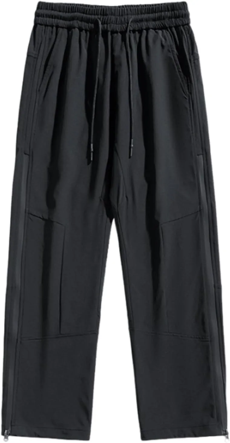 Bidobibo Cargo Work Pants for Men Stretch Elastic Waist Drawstring Pants Side Zip Tactical Pants Multi-Pocket Cargo Pants