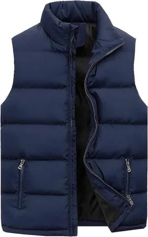 BIFUTON Puffer Vest Men,Men's Lightweight Warm Puffer Vest Sleeveless Quilted Fleece Padded Down Jacket Outdoor Winter Coats