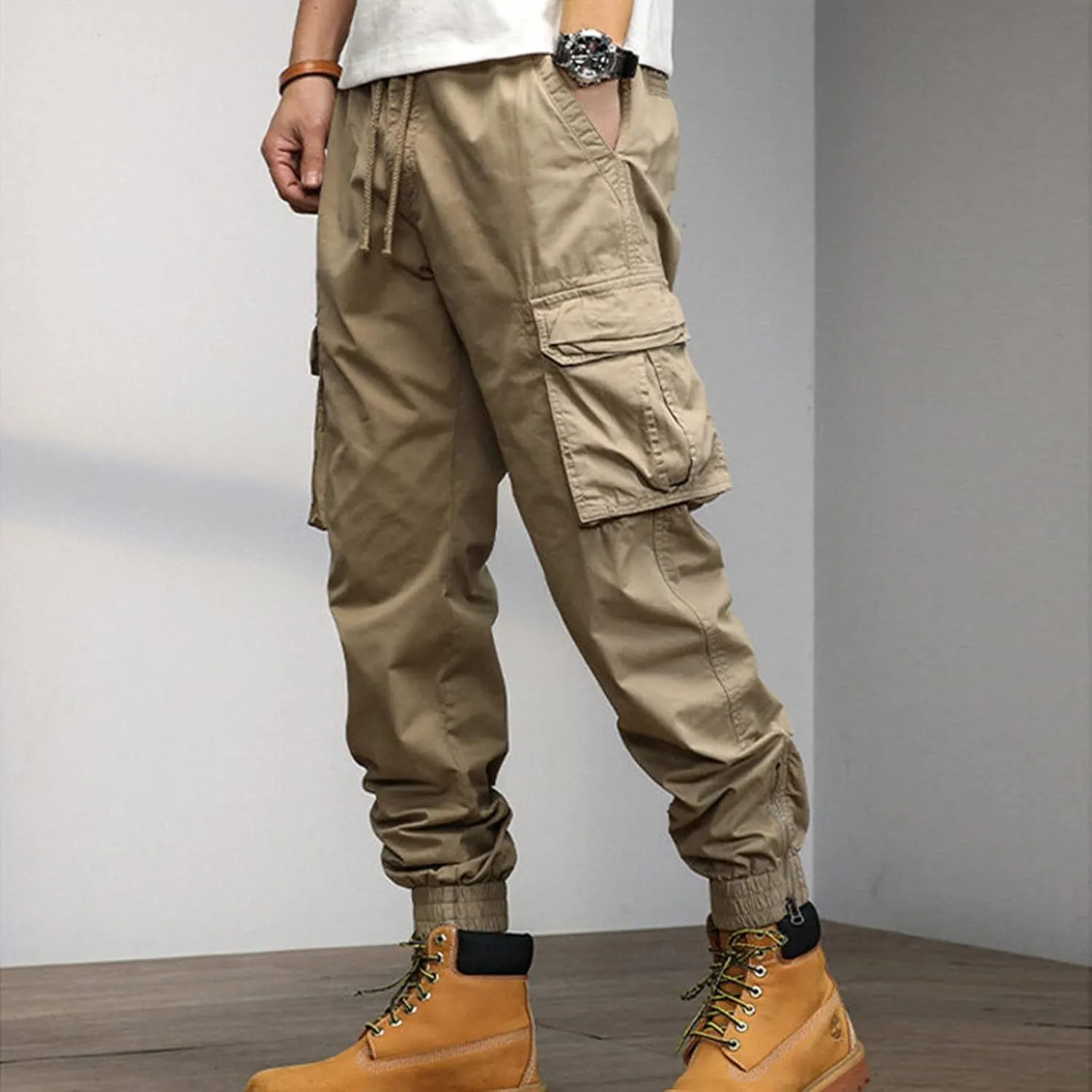 Big and Tall Men Cargo Jogger Sweat Pants Loose Fit Multi-Pocket Ripstop Hiking Work Pants Classic Fit Multi Pockets