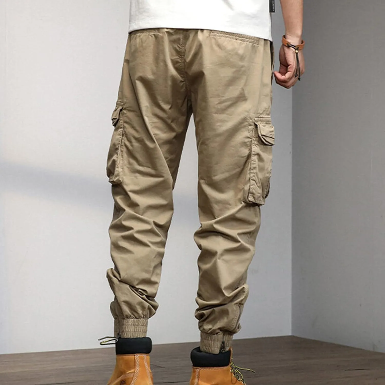Big and Tall Men Cargo Jogger Sweat Pants Loose Fit Multi-Pocket Ripstop Hiking Work Pants Classic Fit Multi Pockets