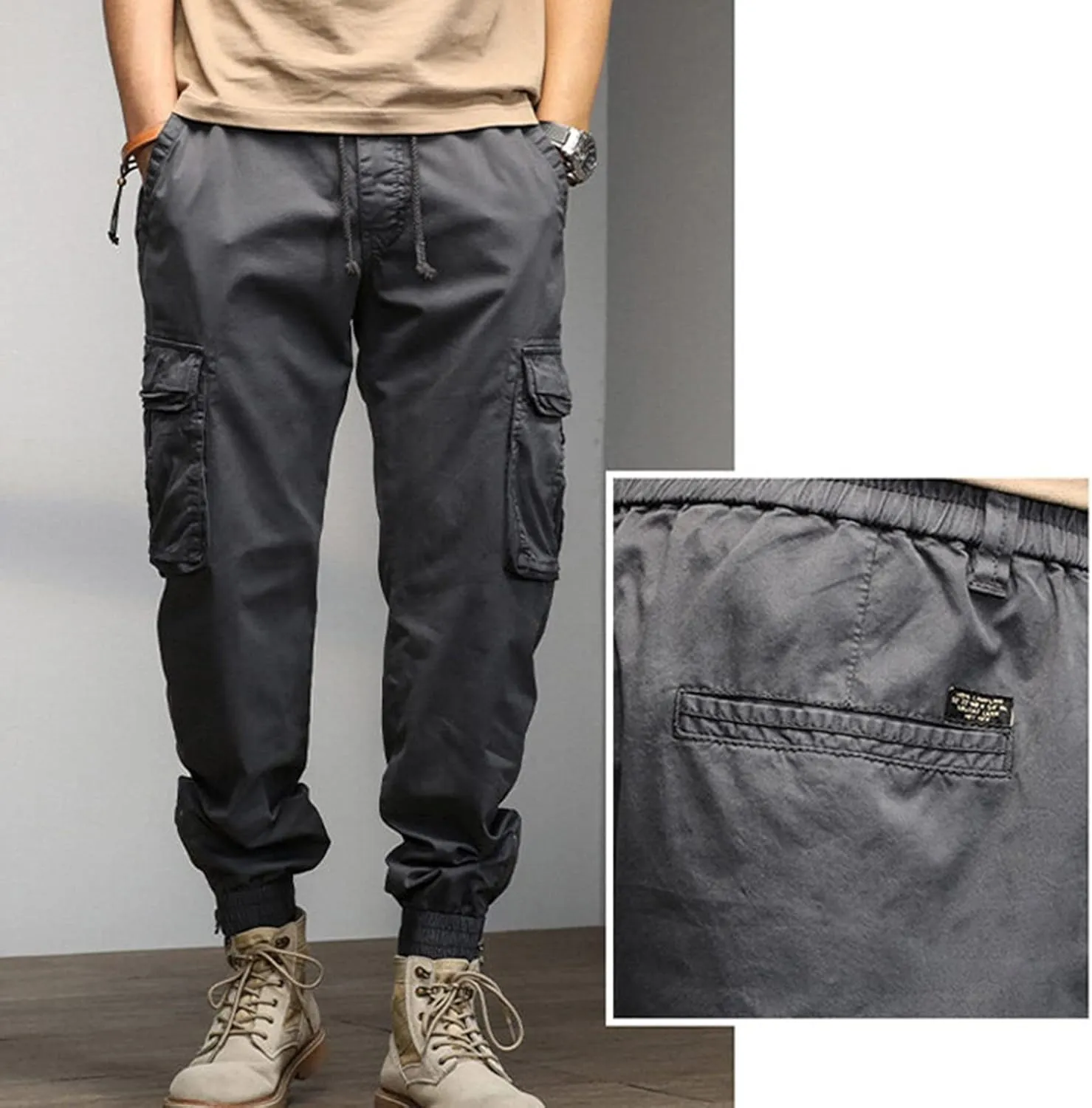 Big and Tall Men Cargo Jogger Sweat Pants Loose Fit Multi-Pocket Ripstop Hiking Work Pants Classic Fit Multi Pockets