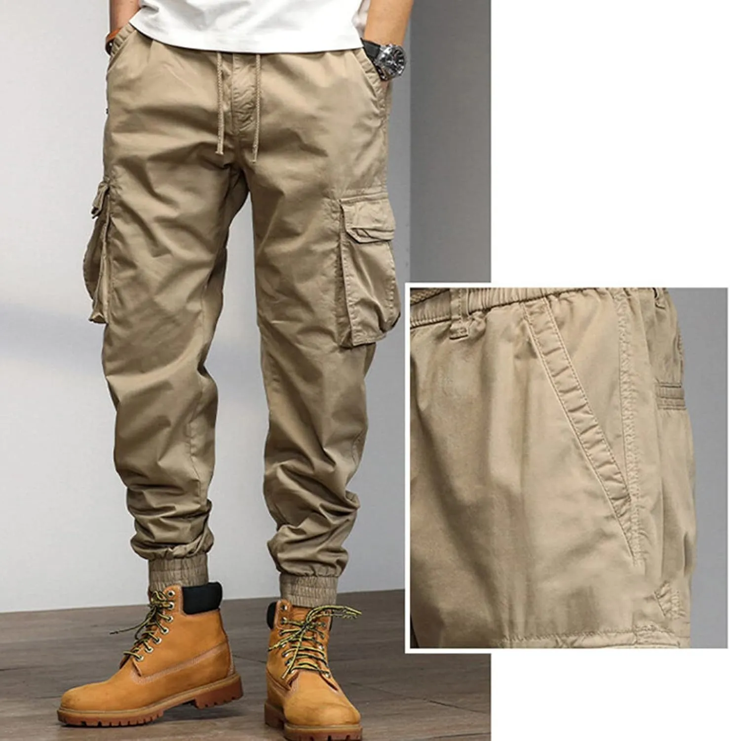 Big and Tall Men Cargo Jogger Sweat Pants Loose Fit Multi-Pocket Ripstop Hiking Work Pants Classic Fit Multi Pockets