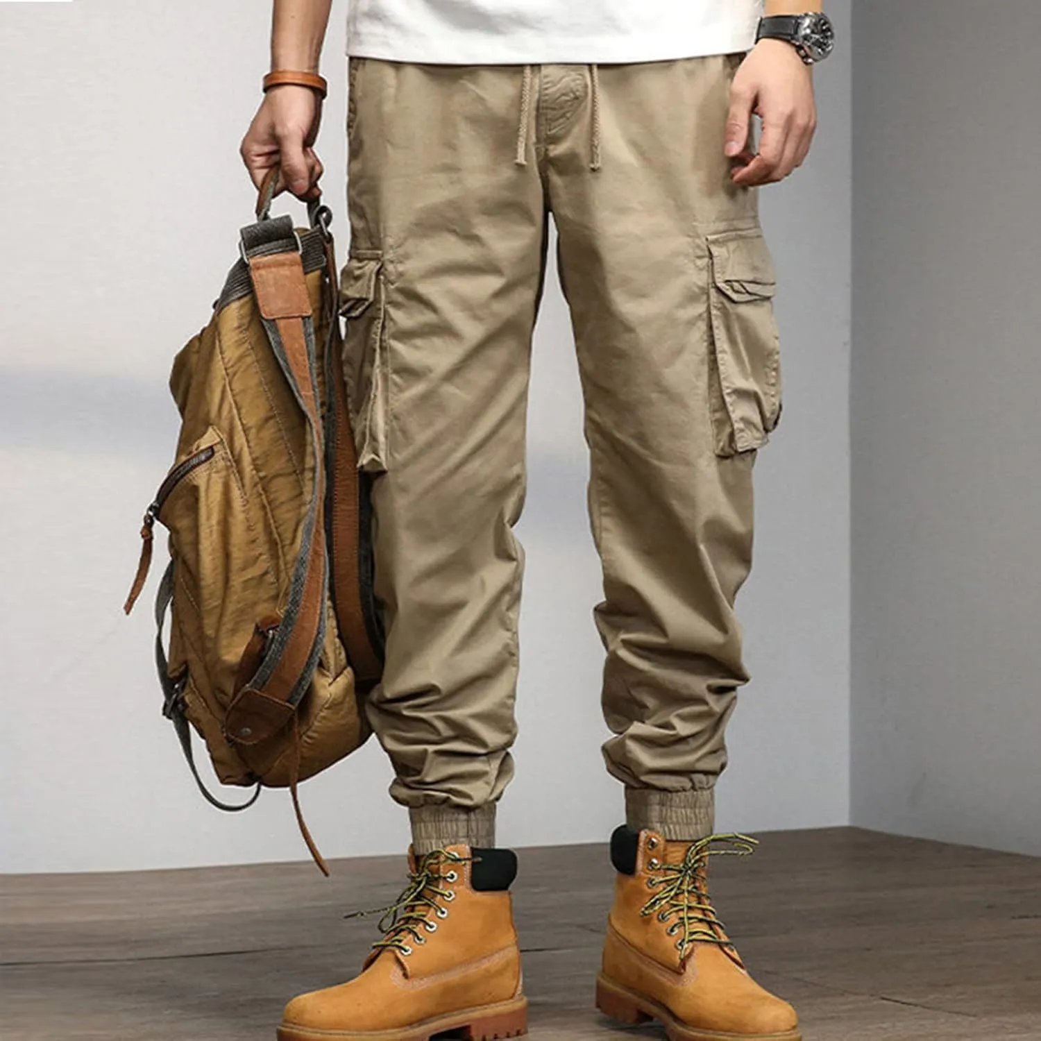 Big and Tall Men Cargo Jogger Sweat Pants Loose Fit Multi-Pocket Ripstop Hiking Work Pants Classic Fit Multi Pockets