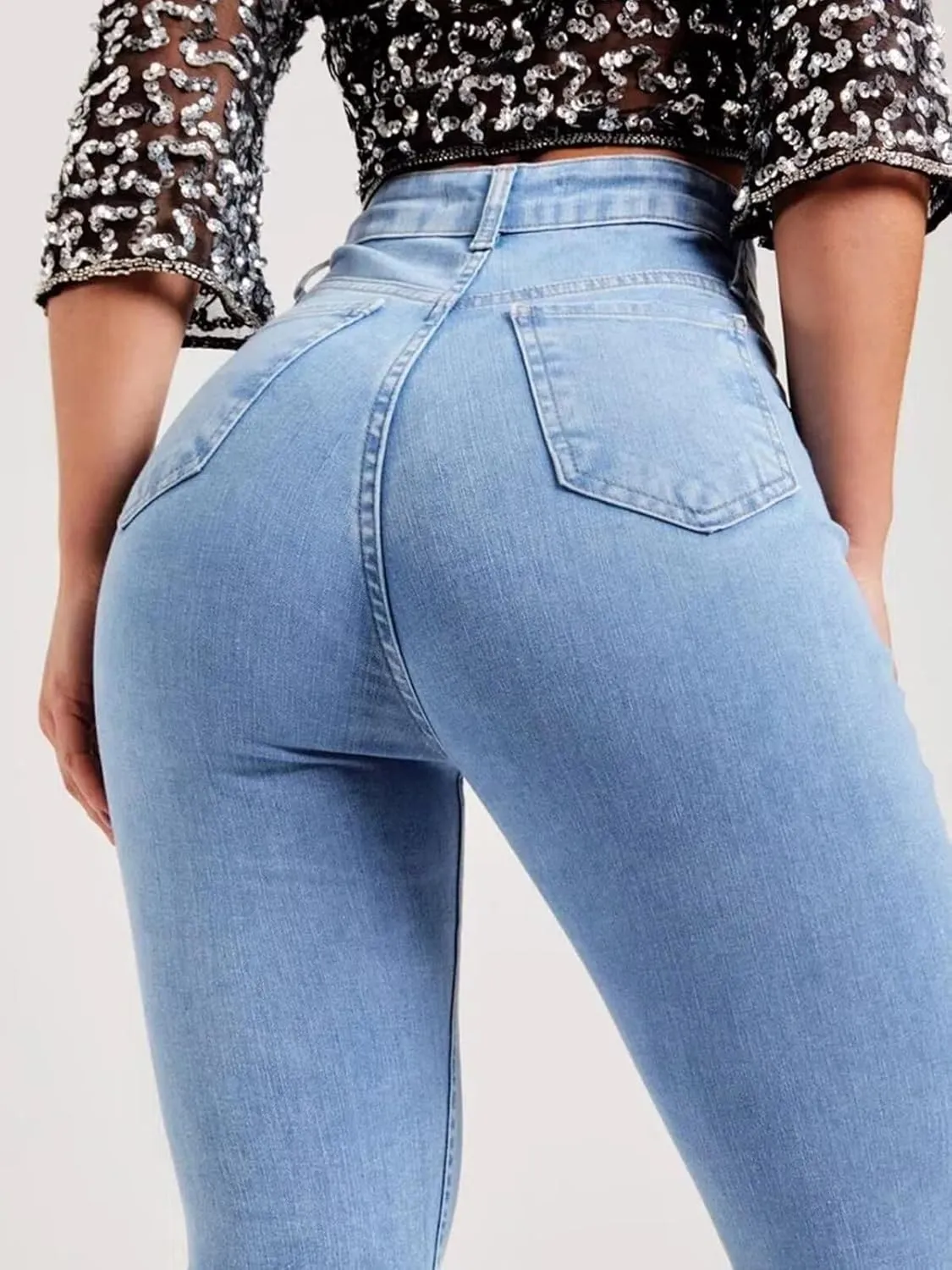 Bootcut Jeans for Women Butt Lifting Stretchy Flare Jeans High Waisted Curvy Skinny Denim Pants Tummy Control