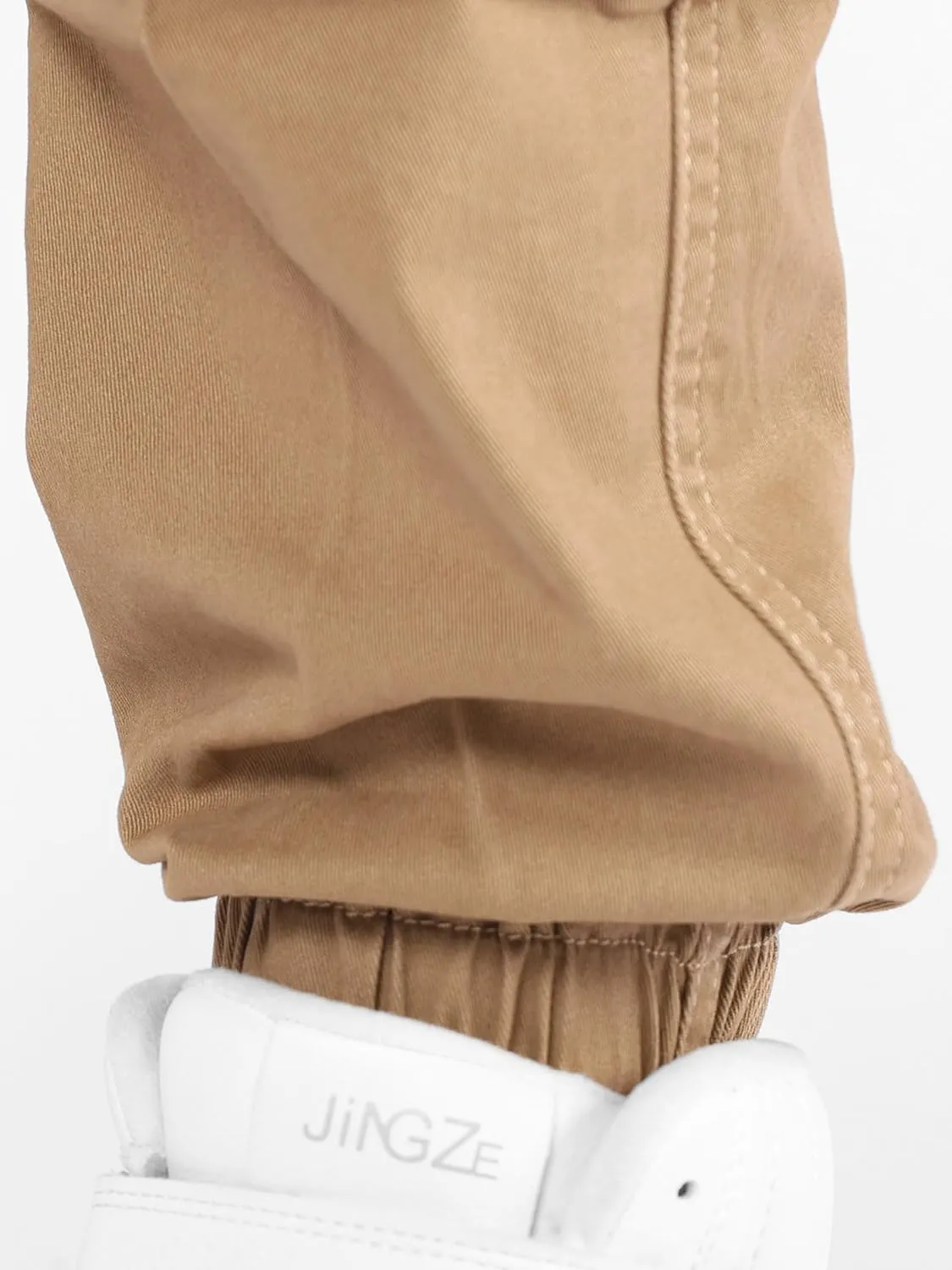 Boys Cargo Pants Drawstring Pull on Trousers for Kids Children School Elastic Cuffed Joggers 6-14 Years