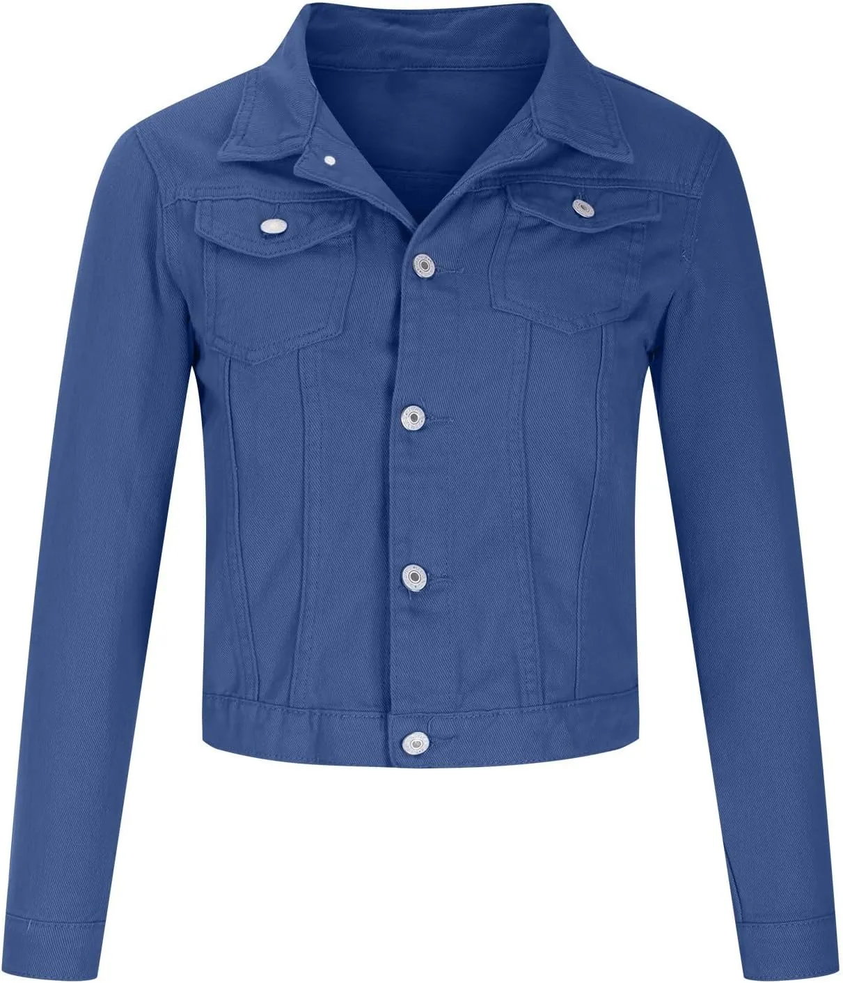 BTDECLAR Womens Denim Jacket Petite Crop Top Casual Button Up Long Sleeve Slim Fit Jean Jackets Trucker Denim Cardigan Coat