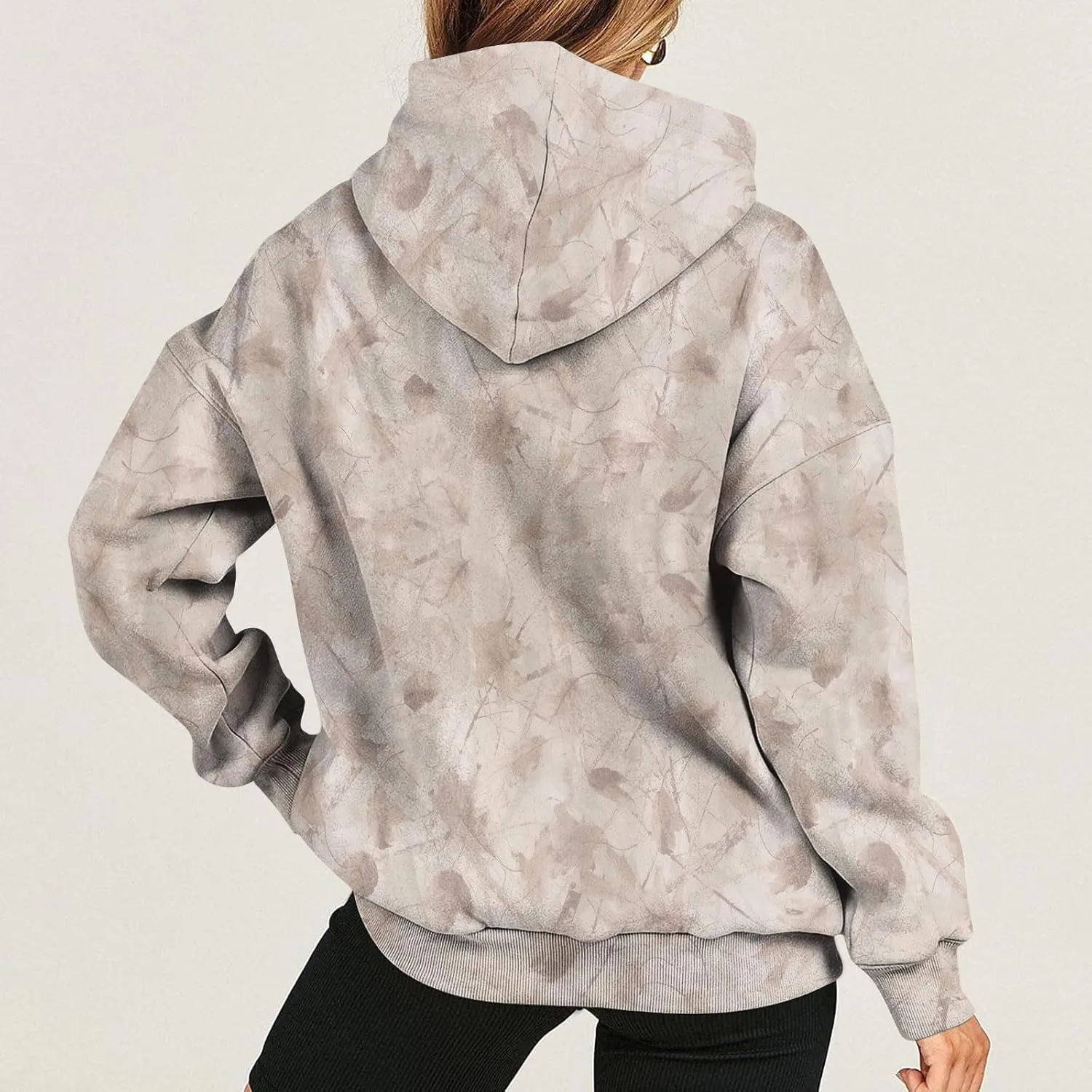 Camo Hoodie Womens Maple Leaf Print Sweatshirts Casual Long Sleeve Camo Sweatshirt with Pockets Y2k Hoodies