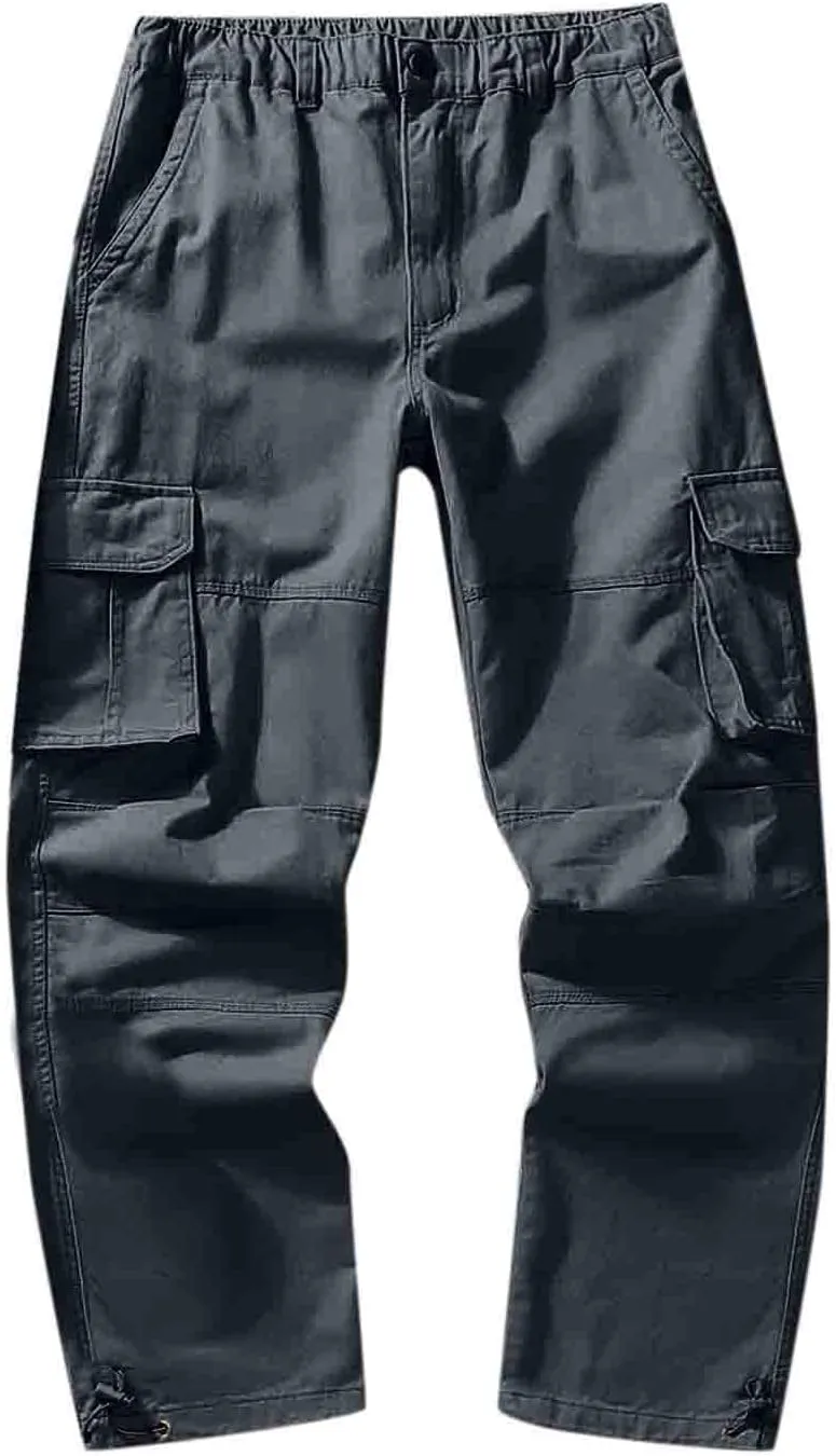 Cargo Jogger Pants for Men Big and Tall Elastic Bottom Ripstop Hiking Work Pants Classic Fit Multi Pockets Lightweight