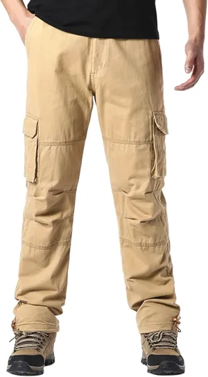 Cargo Jogger Pants for Men Big and Tall Elastic Bottom Ripstop Hiking Work Pants Classic Fit Multi Pockets Lightweight