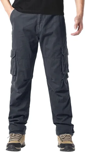Cargo Jogger Pants for Men Big and Tall Elastic Bottom Ripstop Hiking Work Pants Classic Fit Multi Pockets Lightweight