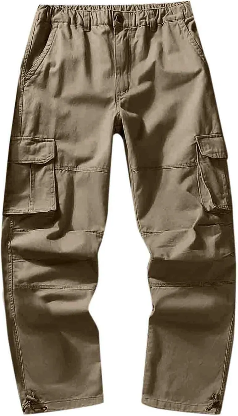 Cargo Jogger Pants for Men Big and Tall Elastic Bottom Ripstop Hiking Work Pants Classic Fit Multi Pockets Lightweight