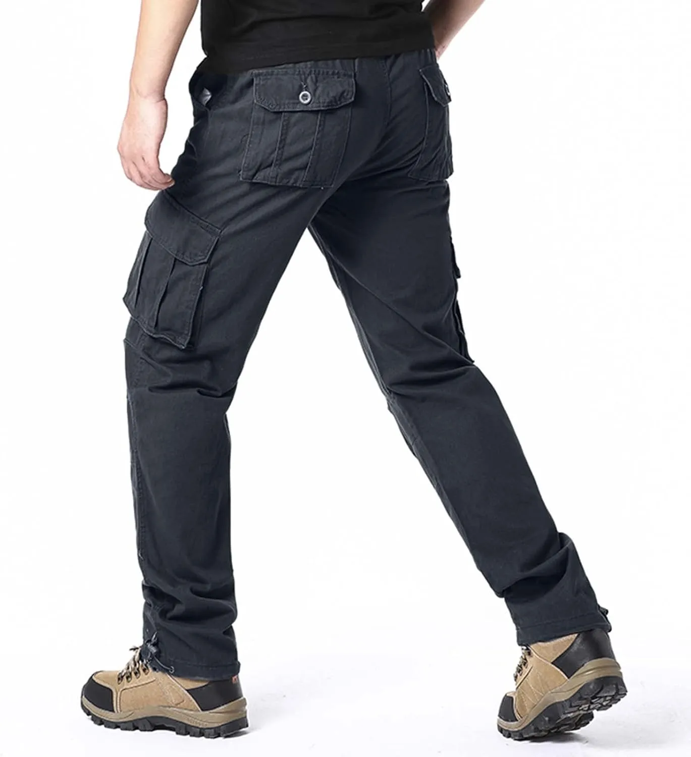 Cargo Jogger Pants for Men Big and Tall Elastic Bottom Ripstop Hiking Work Pants Classic Fit Multi Pockets Lightweight