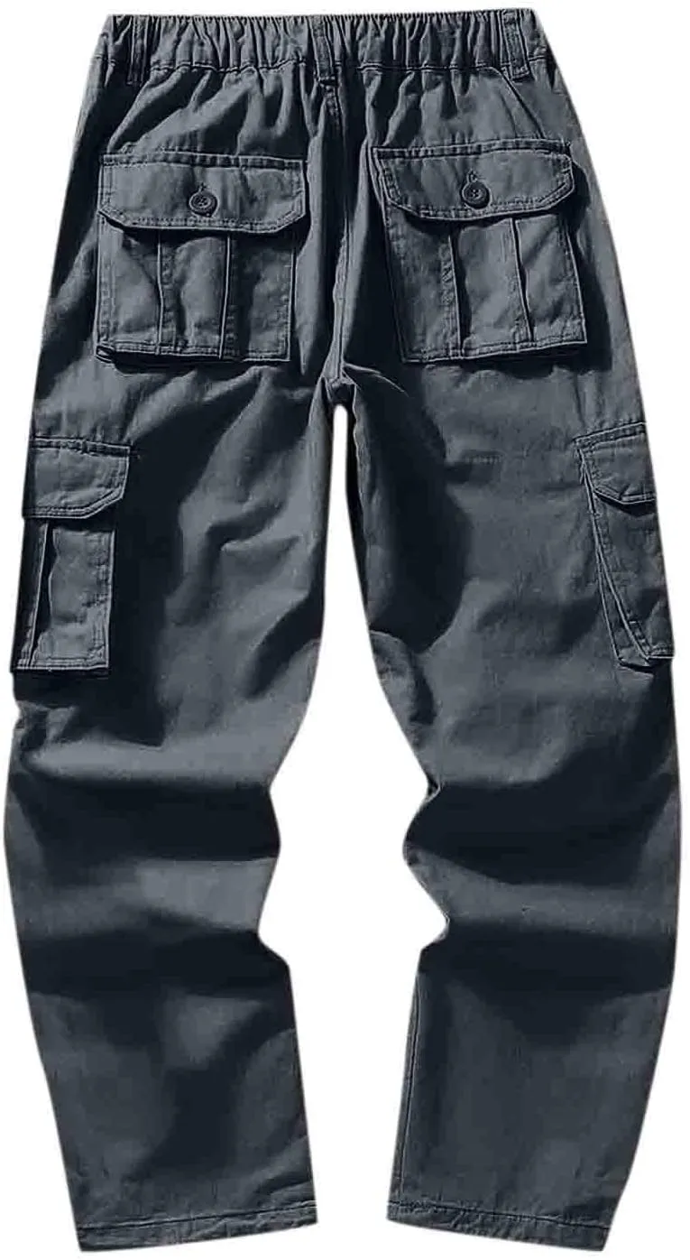 Cargo Jogger Pants for Men Big and Tall Elastic Bottom Ripstop Hiking Work Pants Classic Fit Multi Pockets Lightweight