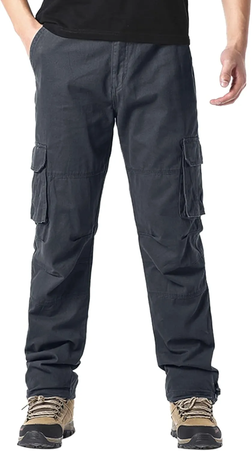 Cargo Jogger Pants for Men Big and Tall Elastic Bottom Ripstop Hiking Work Pants Classic Fit Multi Pockets Lightweight