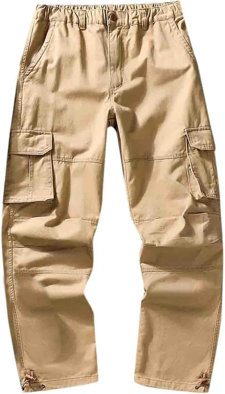 Cargo Jogger Pants for Men Big and Tall Elastic Bottom Ripstop Hiking Work Pants Classic Fit Multi Pockets Lightweight