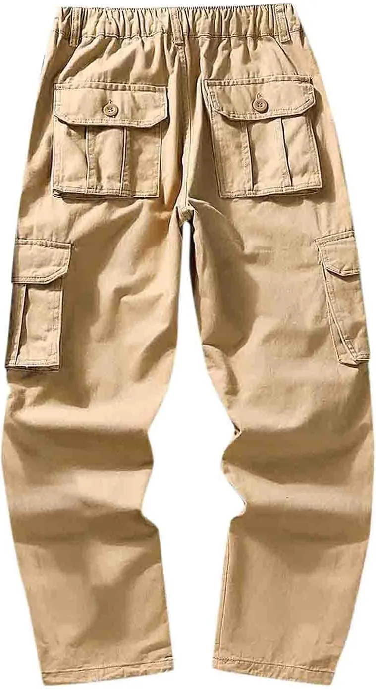 Cargo Jogger Pants for Men Big and Tall Elastic Bottom Ripstop Hiking Work Pants Classic Fit Multi Pockets Lightweight