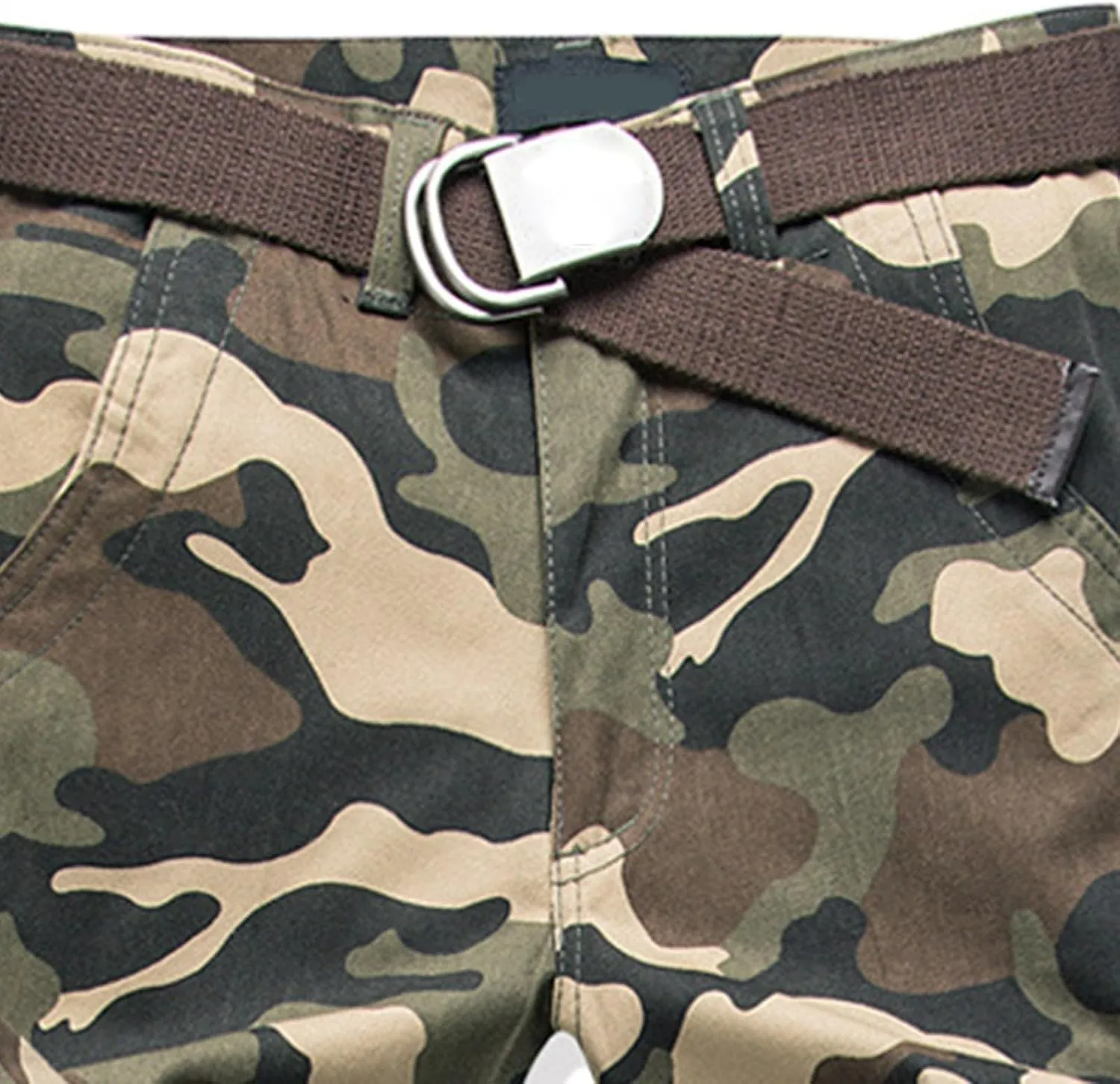 Cargo Pants for Men Camo Stretch Button Waist Tactical Pants Relaxed Fit Fleece Lined Tapered Sweatpants with Pockets