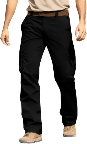 Cargo Pants for Men Casual Button Elastic Waist Chino Pants Relaxed Fit Carpenter Hiking Work Pants with Pockets