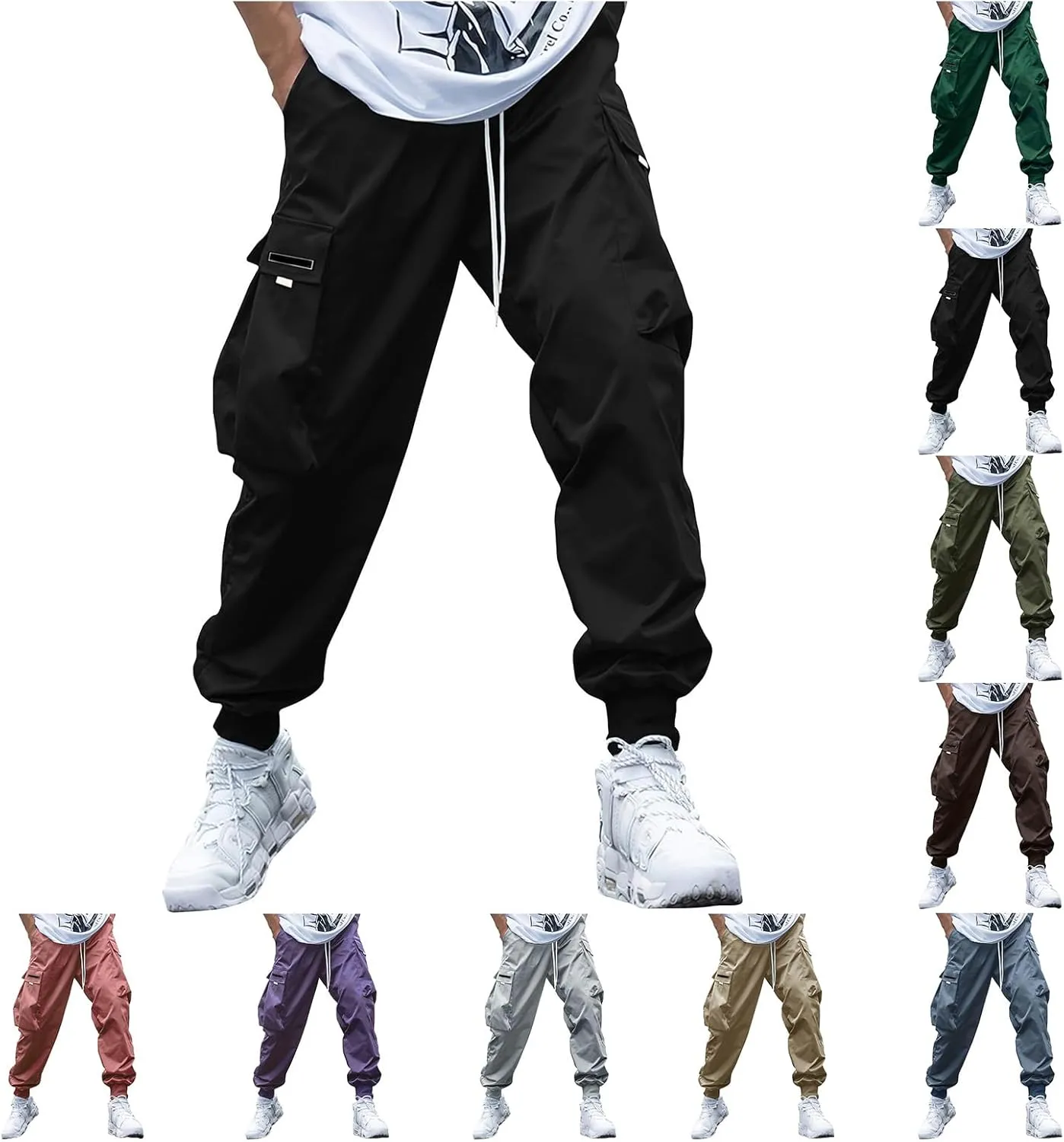 Cargo Pants for Men Fashion Cargo Joggers Pants Athletic Casual Hiking Pants Loose Straight Sweatpants Harem Trousers