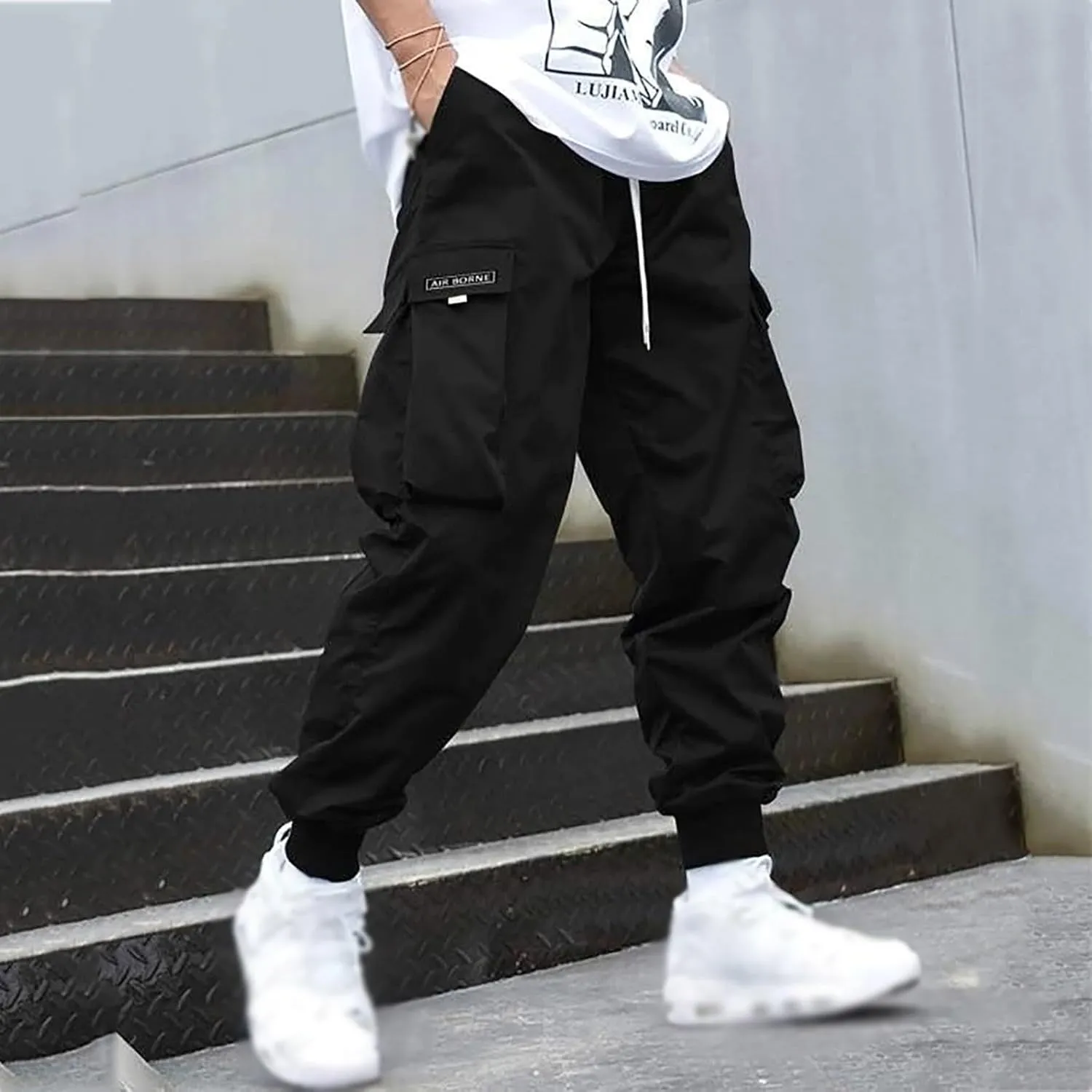 Cargo Pants for Men Fashion Cargo Joggers Pants Athletic Casual Hiking Pants Loose Straight Sweatpants Harem Trousers