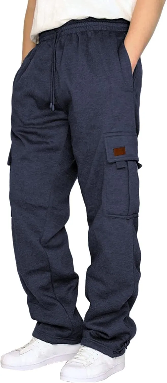 Cargo Pants for Men, Mens Active Athletic Workout Jogger Sweatpants for Men with Pockets and Elastic Waist Pants for Hiking