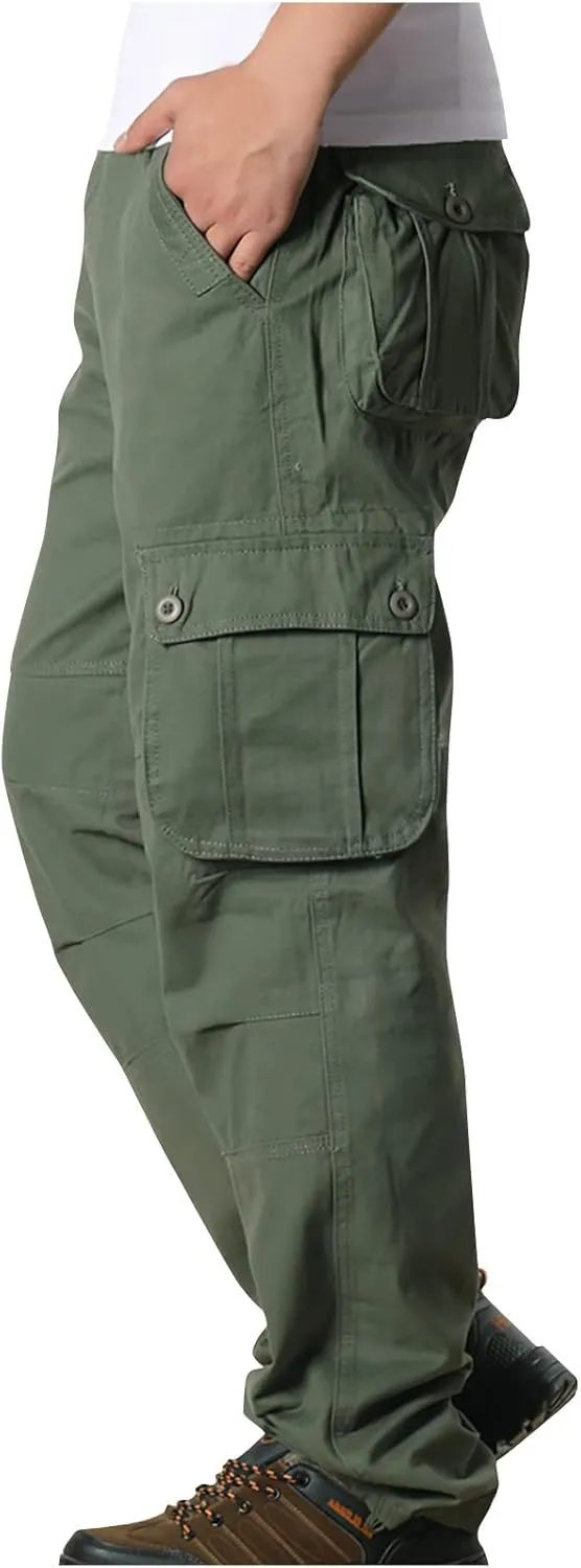 Cargo Pants for Men Plus Size Multi-Pockets Hiking Sports Straight Leg Trousers Classic Fit Solid Sweatpants Outdoor