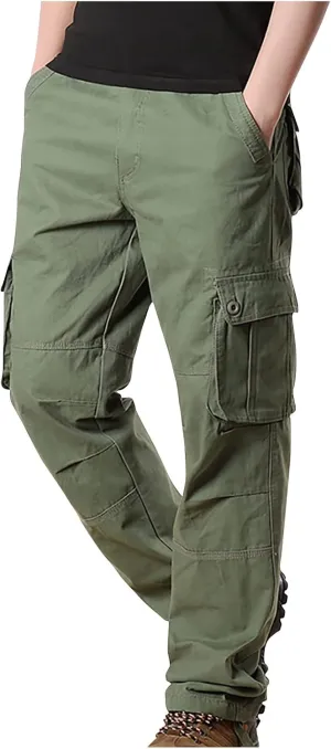Cargo Pants for Men Plus Size Multi-Pockets Hiking Sports Straight Leg Trousers Classic Fit Solid Sweatpants Outdoor