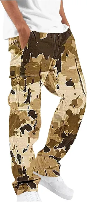 Cargo Pants for Men Relaxed Fit Casual Camo Pants Lightweight Straight Cargo Sweatpants Outdoor Work Hiking Joggers