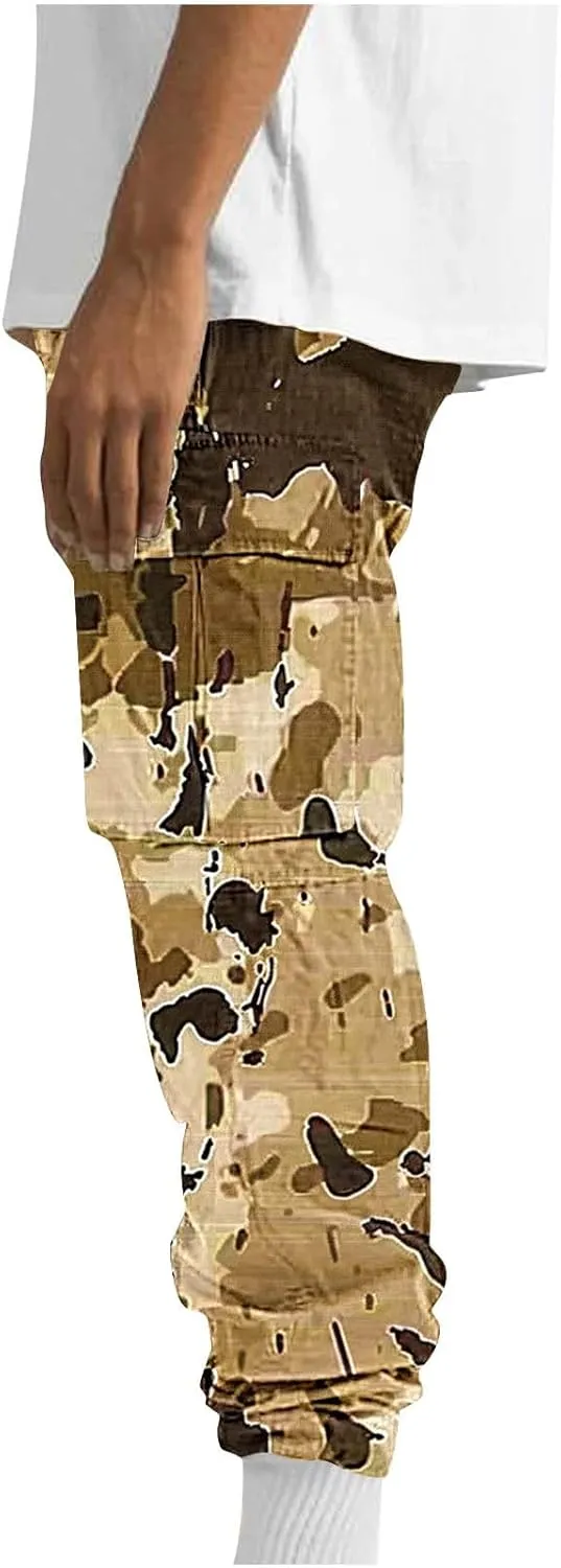 Cargo Pants for Men Relaxed Fit Casual Camo Pants Lightweight Straight Cargo Sweatpants Outdoor Work Hiking Joggers