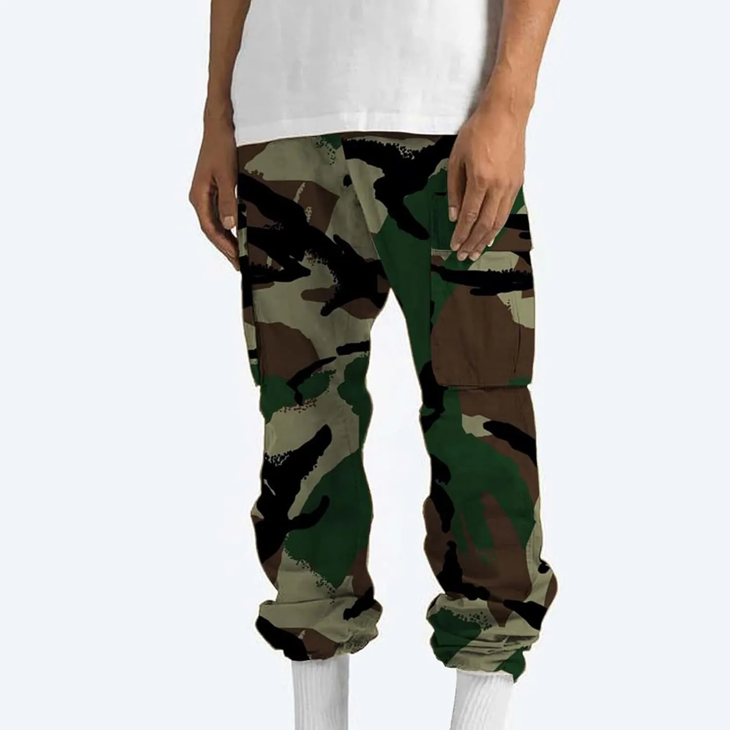 Cargo Pants for Men Relaxed Fit Casual Camo Pants Lightweight Straight Cargo Sweatpants Outdoor Work Hiking Joggers