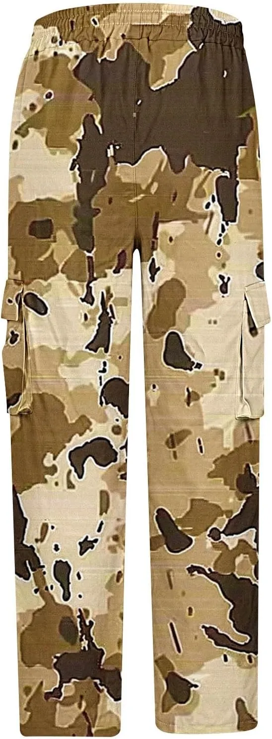 Cargo Pants for Men Relaxed Fit Casual Camo Pants Lightweight Straight Cargo Sweatpants Outdoor Work Hiking Joggers