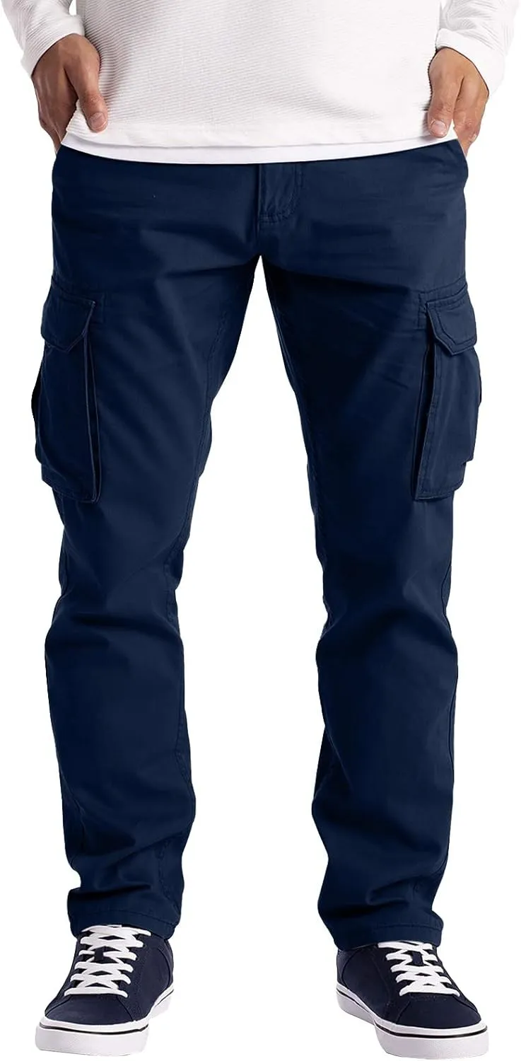 Cargo Pants for Men Relaxed Fit Pants Mens Cargo Sweatpants Heavyweight Fleece Jogger Pants Drawstring Sports Workout