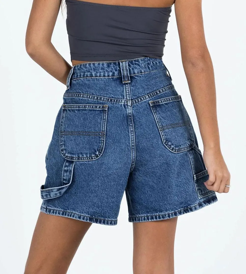 CHARTOU Women High Waisted Jean Shorts Summer Baggy Y2k Wide Leg Cargo Denim Shorts