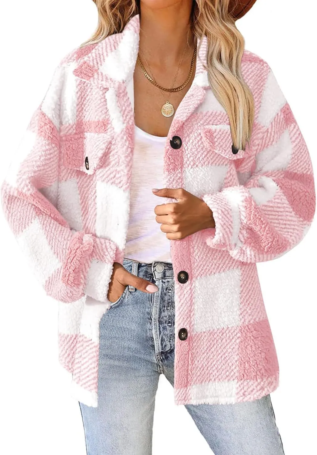ChicCrate Womens Flannel Shacket Jacket Casual Plaid Long Sleeve Shirt Trendy Oversized Coats Fall Clothes Winter Outfit 2025