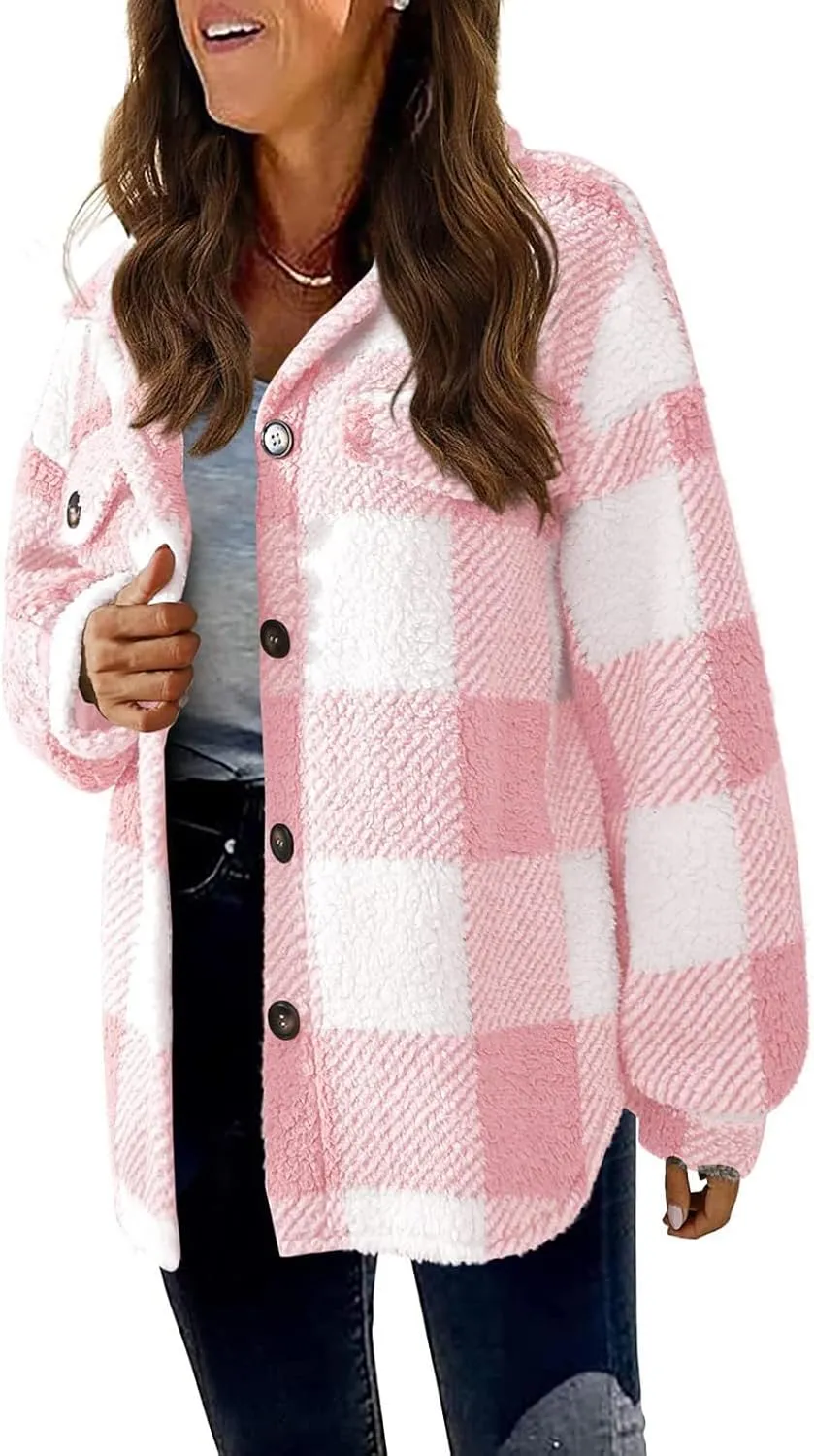 ChicCrate Womens Flannel Shacket Jacket Casual Plaid Long Sleeve Shirt Trendy Oversized Coats Fall Clothes Winter Outfit 2025