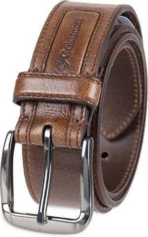 Columbia Men's Classic Logo Belt-Casual Dress with Single Prong Buckle for Jeans Khakis